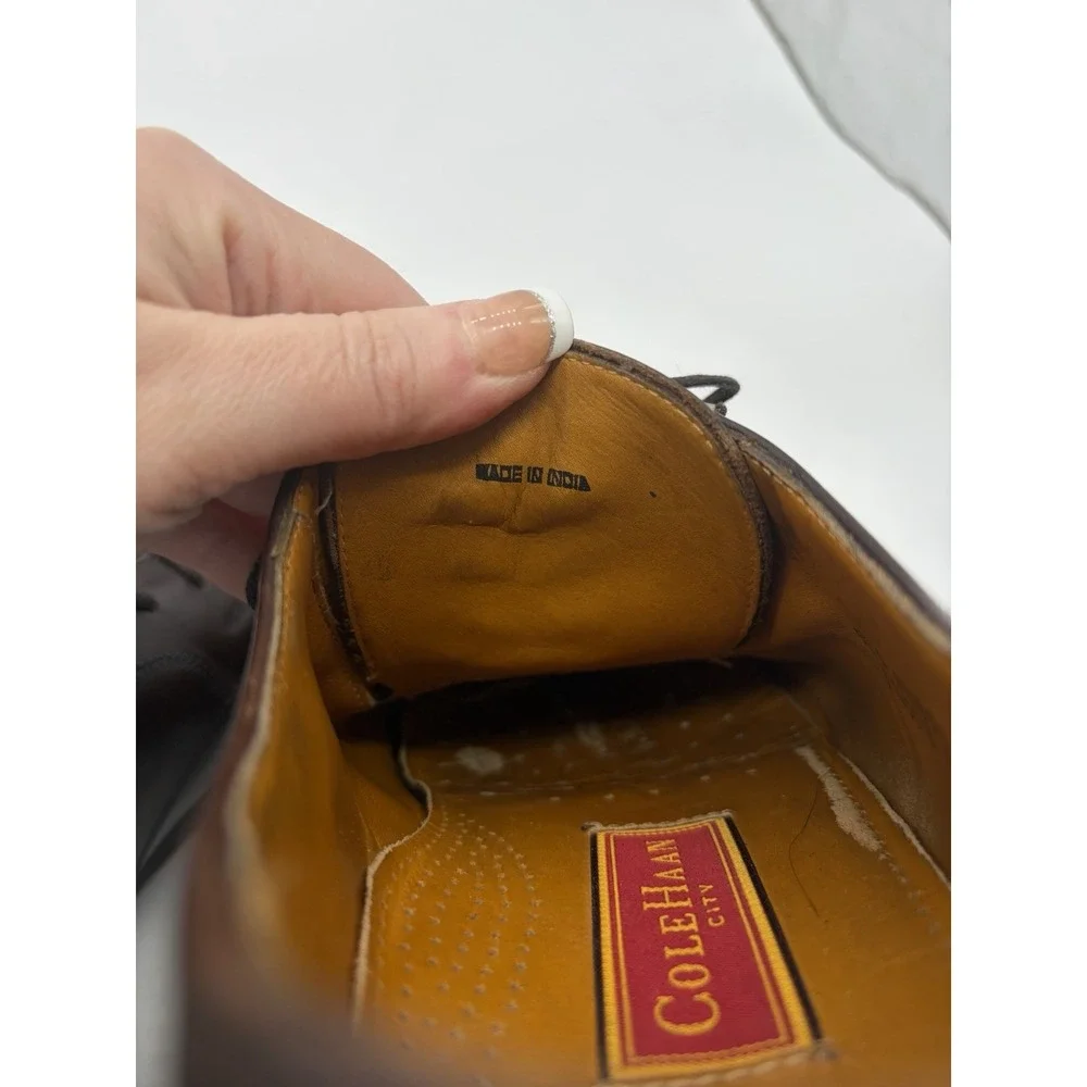 Cole Haan City Mens 9.5 D Brown Leather Split Toe Derby Dress‎ Shoes Made Italy